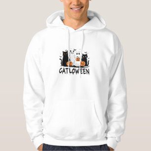 Halloween Ghost Cat Catloween Funny Black Cat Cat Hoodie