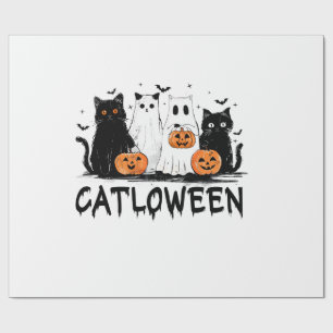 Halloween Ghost Cat Catloween Funny Black Cat Cat Wrapping Paper