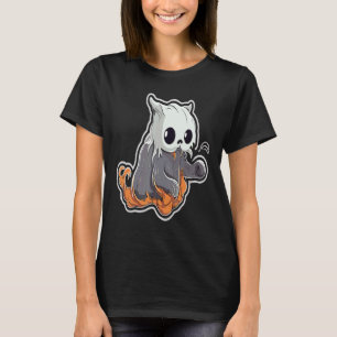 Halloween Ghost Cat Costume Funny Halloween Party T-Shirt