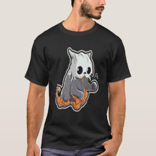 Halloween Ghost Cat Costume Funny Halloween Party T-Shirt