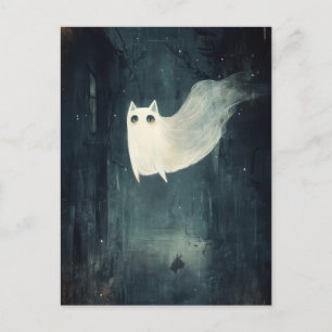 Halloween Ghost Cat  Postcard
