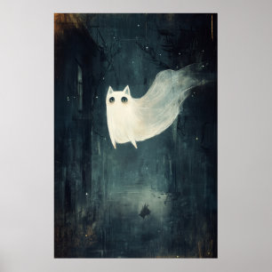 Halloween Ghost Cat  Poster