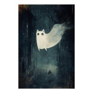 Halloween Ghost Cat  Poster