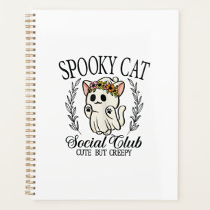 Halloween Ghost Cat Social Club Retro Creepy Cute  Planner