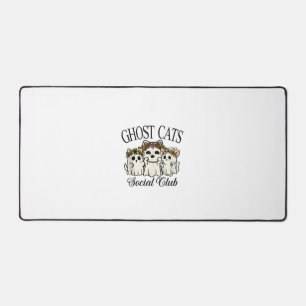 Halloween Ghost Cat Social Club Retro Spooky Cat S Desk Mat