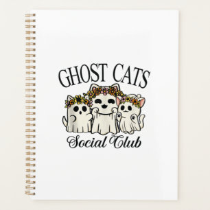 Halloween Ghost Cat Social Club Retro Spooky Cat S Planner