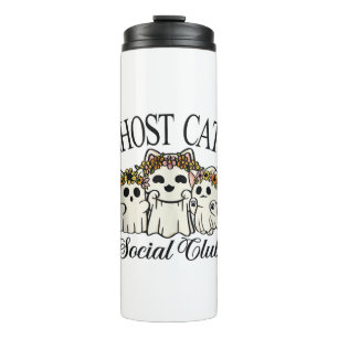 Halloween Ghost Cat Social Club Retro Spooky Cat S Thermal Tumbler