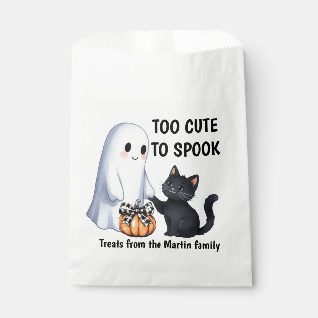 Halloween Ghost Cat Too Cute To Spook Favour Bag (Front)
