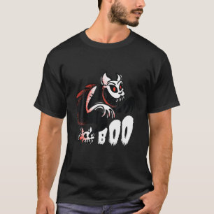 Halloween ghost cat with skull and boo lettering T T-Shirt