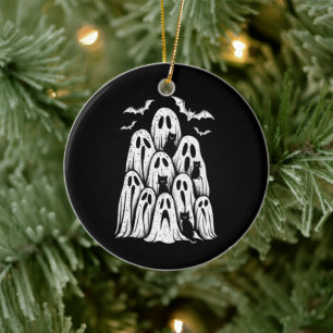 Halloween Ghost Cats Lover Fall Spooky Season Ceramic Ornament