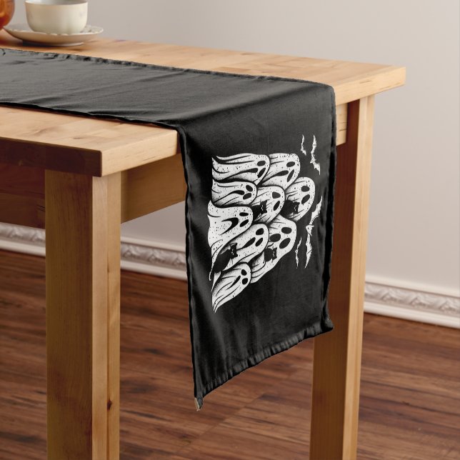 Halloween Ghost Cats Lover Fall Spooky Season Short Table Runner (In Situ)