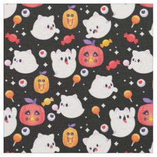 halloween ghost cats pumpkin candy spooky cute fabric