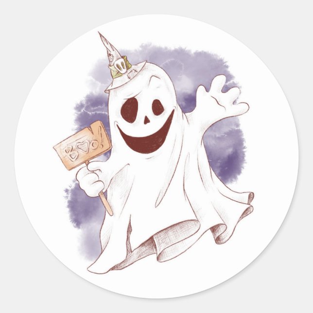Halloween Ghost Classic Round Sticker (Front)