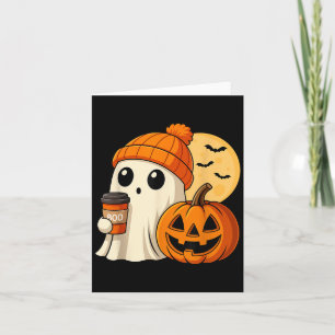 Halloween Ghost Coffee Pumpkin Spooky Season Women Card