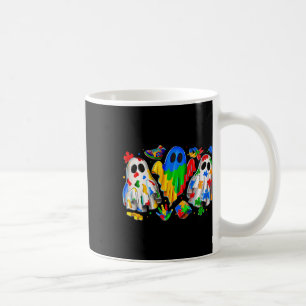 Halloween Ghost Colourful Puzzle Ribbon Autism Awa Coffee Mug