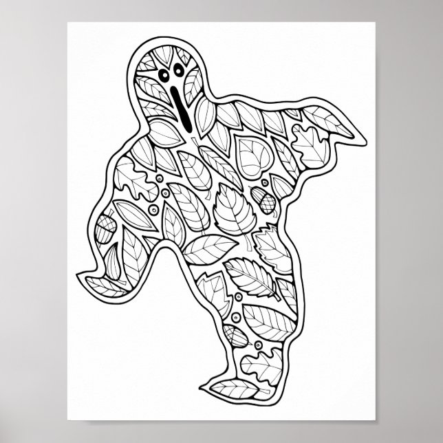 Halloween Ghost Colouring Page Art Poster (Front)