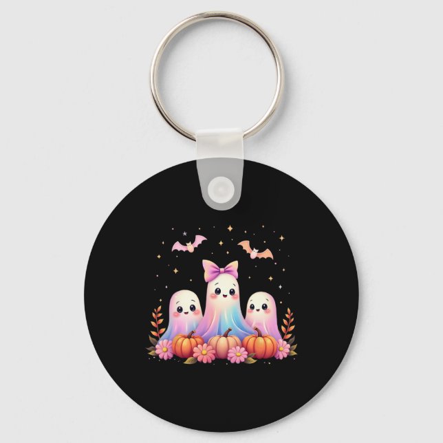 Halloween Ghost Coquette Bow Fall Pumpkin Spooky S Key Ring (Front)