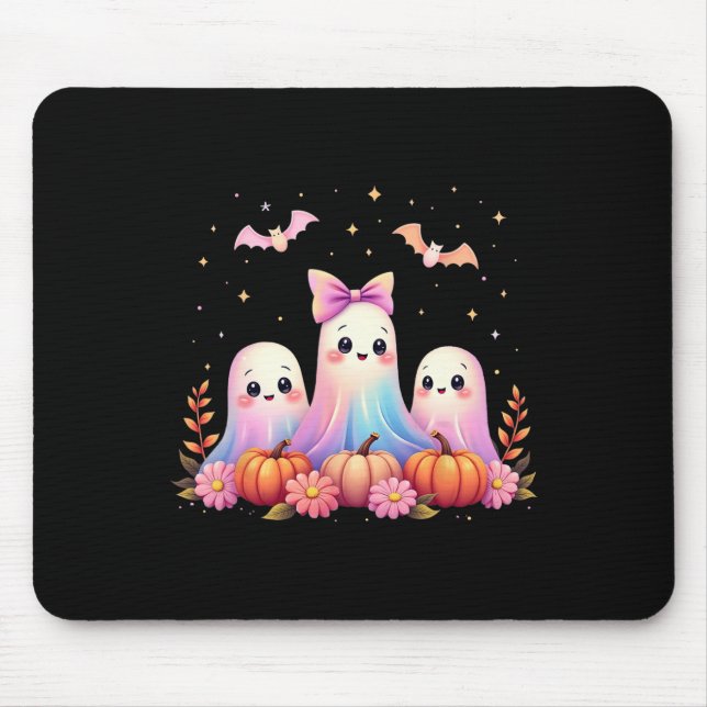 Halloween Ghost Coquette Bow Fall Pumpkin Spooky S Mouse Pad (Front)
