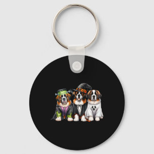 Halloween Ghost Costume Witch Dog Saint Bernard St Key Ring