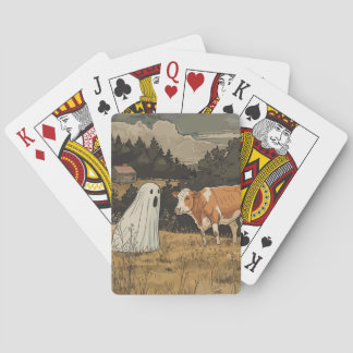 Halloween Ghost Cow Modern Farmhouse Playing Cards