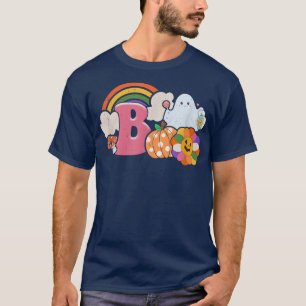 Halloween Ghost Cute Bo oo With Smiling Flower Rai T-Shirt