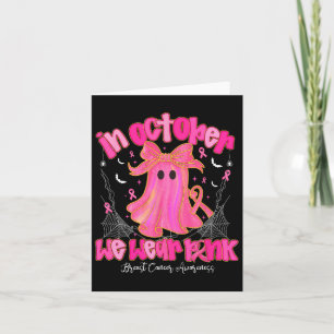 Halloween Ghost Cute Bow Breast Cancer Awareness P Card