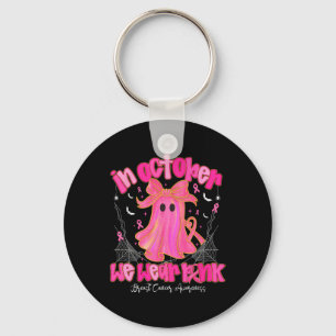 Halloween Ghost Cute Bow Breast Cancer Awareness P Key Ring