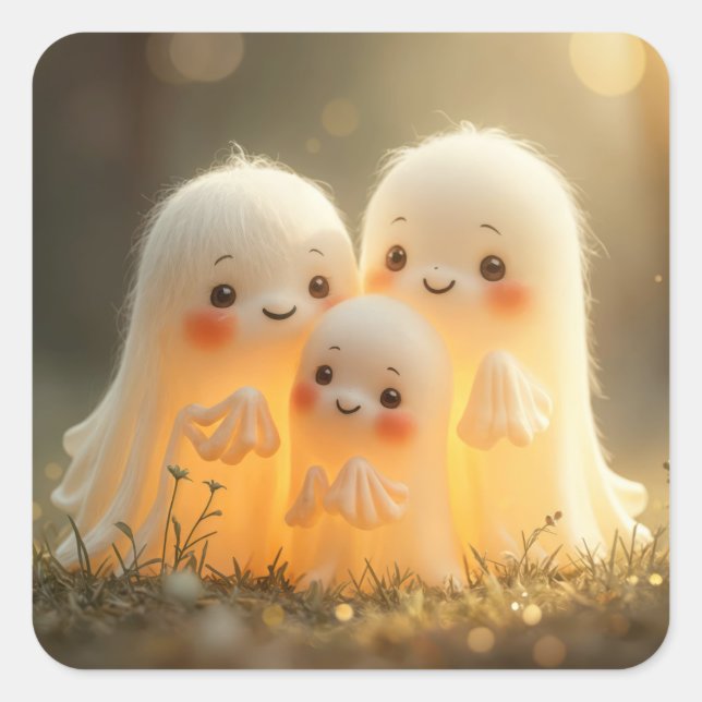 Halloween Ghost Cuties Square Sticker (Front)