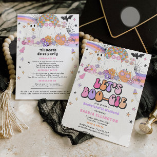 Halloween Ghost Disco Bachelorette Let's BOO-gie Invitation