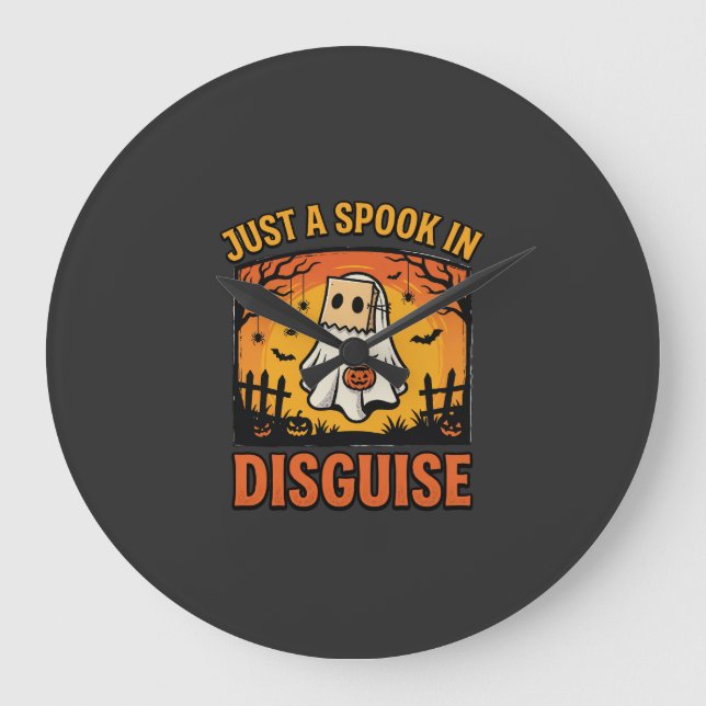 Halloween Ghost Disguise Large Clock (Front)