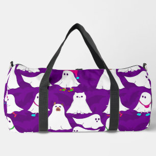halloween ghost dog cat purple duffle bag