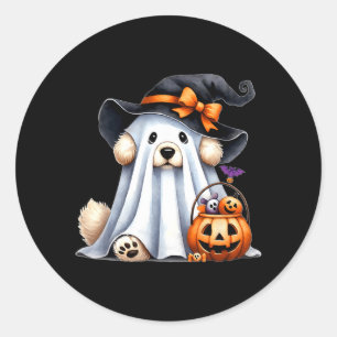 Halloween Ghost Dog Classic Round Sticker