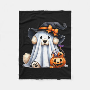 Halloween Ghost Dog Fleece Blanket