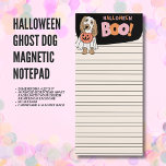 "Halloween Ghost Dog" Magnetic Notepad<br><div class="desc">Get into the spooky spirit with our adorable "Halloween Ghost Dog" Magnetic Notepad! This charming notepad features a cute dog dressed as a friendly ghost, complete with a pumpkin trick-or-treat bucket, alongside a fun "HALLOWEEN BOO!" message. Perfect for jotting down party plans, spooky shopping lists, costume ideas, or daily reminders...</div>