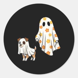 Halloween Ghost Dog Spooky Season Dog Mum Dog Classic Round Sticker