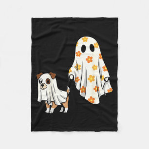 Halloween Ghost Dog Spooky Season Dog Mum Dog Fleece Blanket