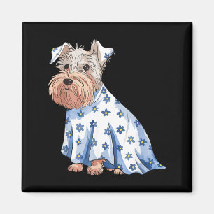 Halloween Ghost Dog With Flowers Funny Halloween Magnet