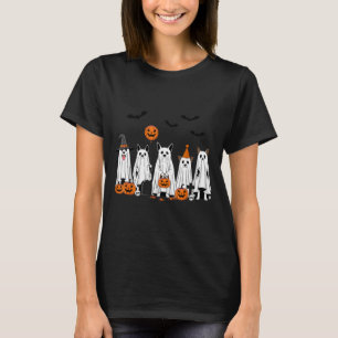 Halloween Ghost Dogs Cute Pumpkin Cartoon Design T-Shirt