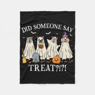 Halloween Ghost Dogs Did Someone Say Treat Ghost D Fleece Blanket