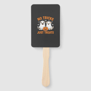 Halloween Ghost Dogs No Tricks Just Treats Design_ Hand Fan