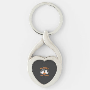 Halloween Ghost Dogs No Tricks Just Treats Design_ Key Ring