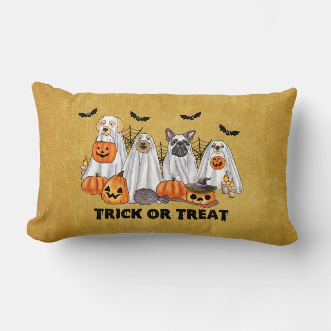 Halloween Ghost Dogs Pillow (Front)