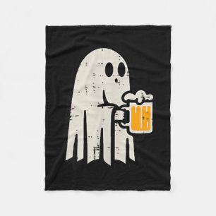 Halloween Ghost Drink Funny Lazy Costume Party Dad Fleece Blanket