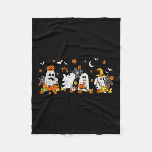 Halloween Ghost Drinking Coffee Fall Ghost Book Re Fleece Blanket