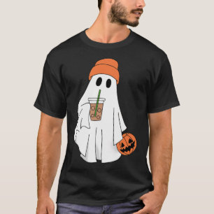 Halloween Ghost Drinking Coffee Ghost Ice Coffee M T-Shirt