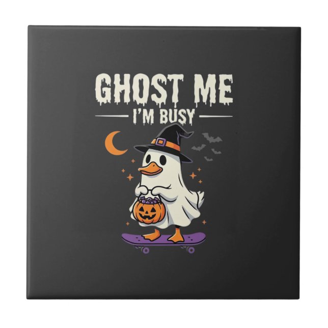 Halloween Ghost Duck Skateboard Design_1 Ceramic Tile (Front)