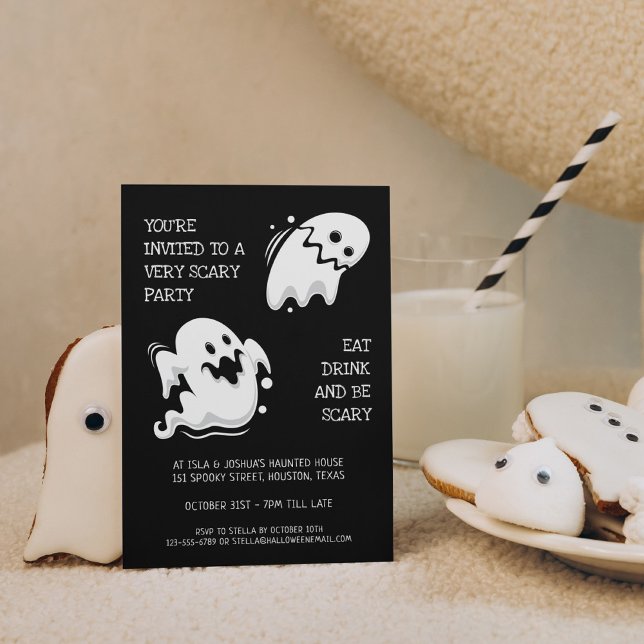 Halloween Ghost Eat Drink and Be Scary Party Invitation (Creator Uploaded)