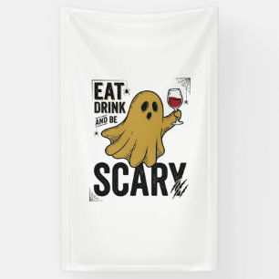 Halloween Ghost Eat Drink And Be Scary Vintage_1 Banner
