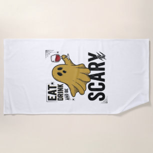 Halloween Ghost Eat Drink And Be Scary Vintage_1 Beach Towel