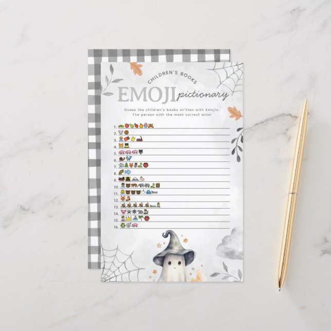Halloween Ghost Emoji Pictionary Baby Shower Game (Front/Back In Situ)